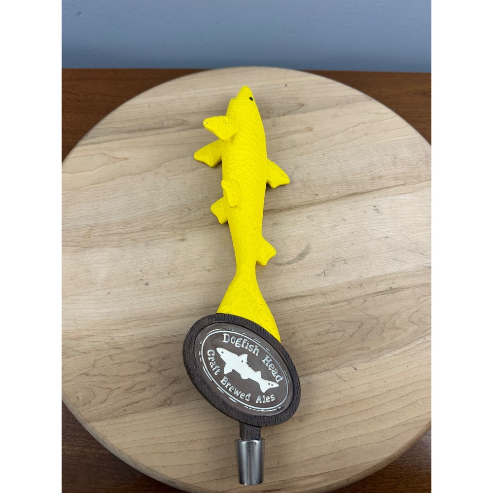 Dogfish Head Craft Brewed Ales Yellow Shark Beer Tap Handle 3D Figural Fish